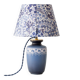 Lampe de table en céramique bleue de style moderne du milieu du siècle avec abat-jour floral Liberty London neuf