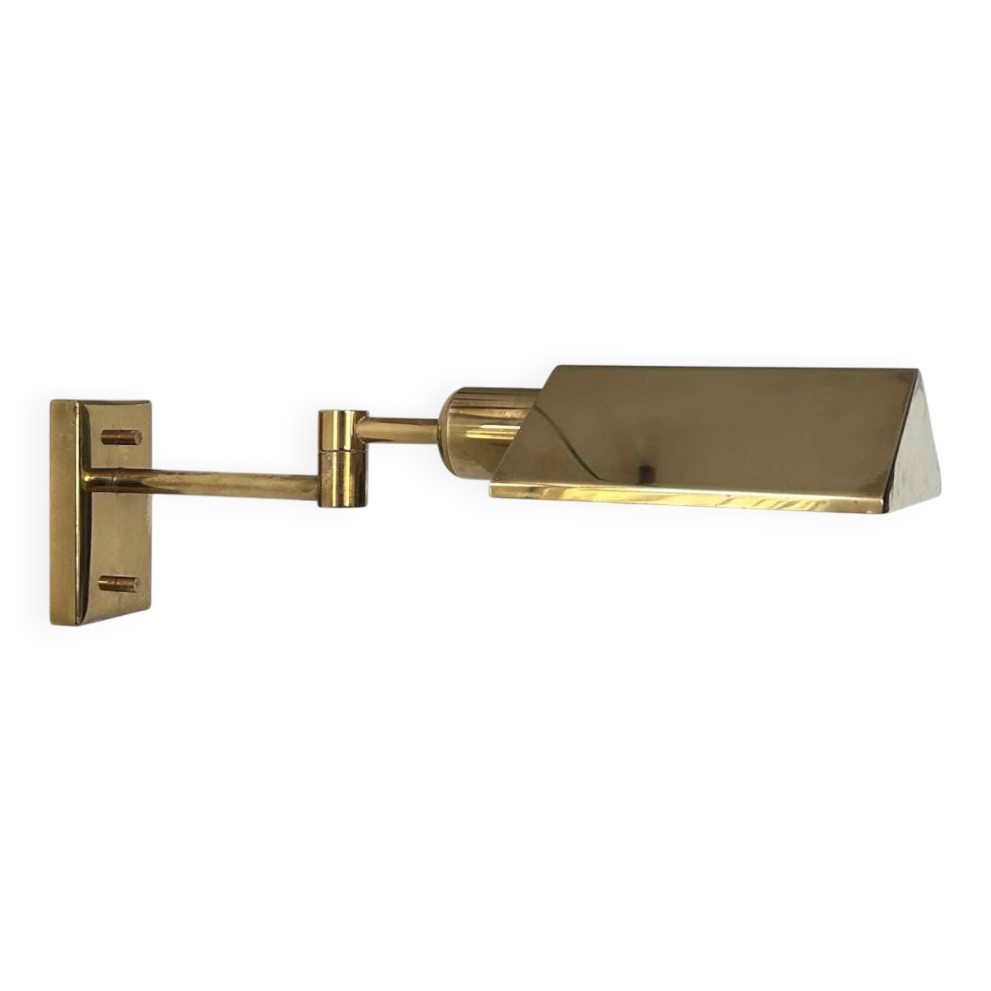 Vintage adjustable wall lamp, solid brass, France 1970