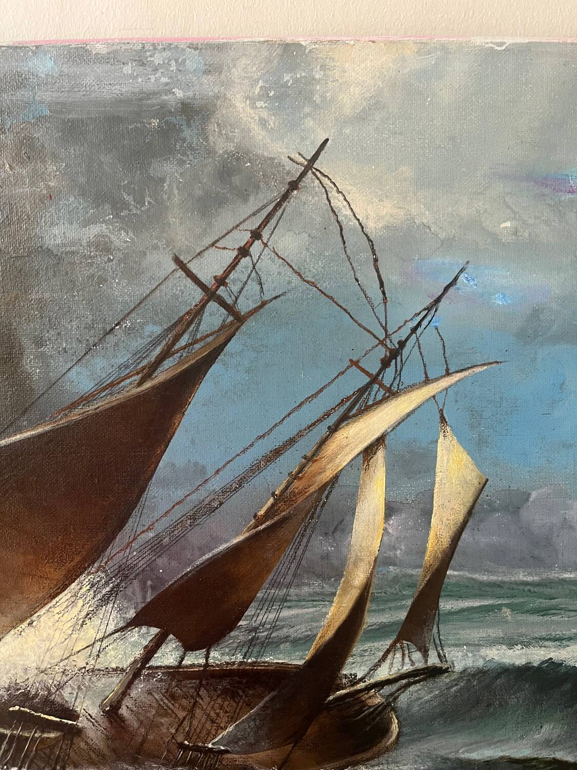 Marine, modern school, oil on canvas signed Van Ingelgam 1974