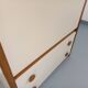 Secrétaire meuble de rangement vintage en bois de chêne et mélaminé blanc