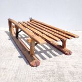 Antique wooden sled with metal runners