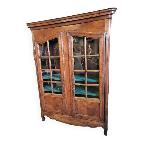 Bibliotheque vitrine louis xv a petits carreaux du debut du xix ème siecle