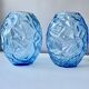 Paire de vases Art Déco en pâte de verre bleue