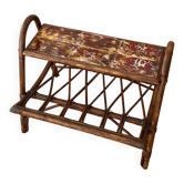 Rattan magazine rack, shelf with ceramic tiles R. Capron