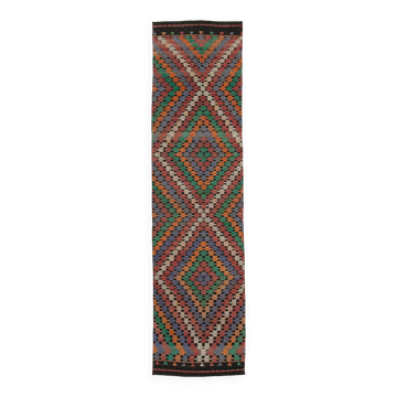 Turkish Handmade Vintage Anatolian Kilim 90 cm x 353 cm