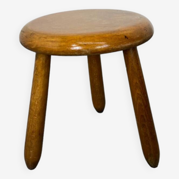 Petite table d'appoint ronde moderniste vintage en chêne , 1950s