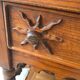 Folk Rustic Sun-Carved Nightstand sidetable cupboardsolid wood chunky