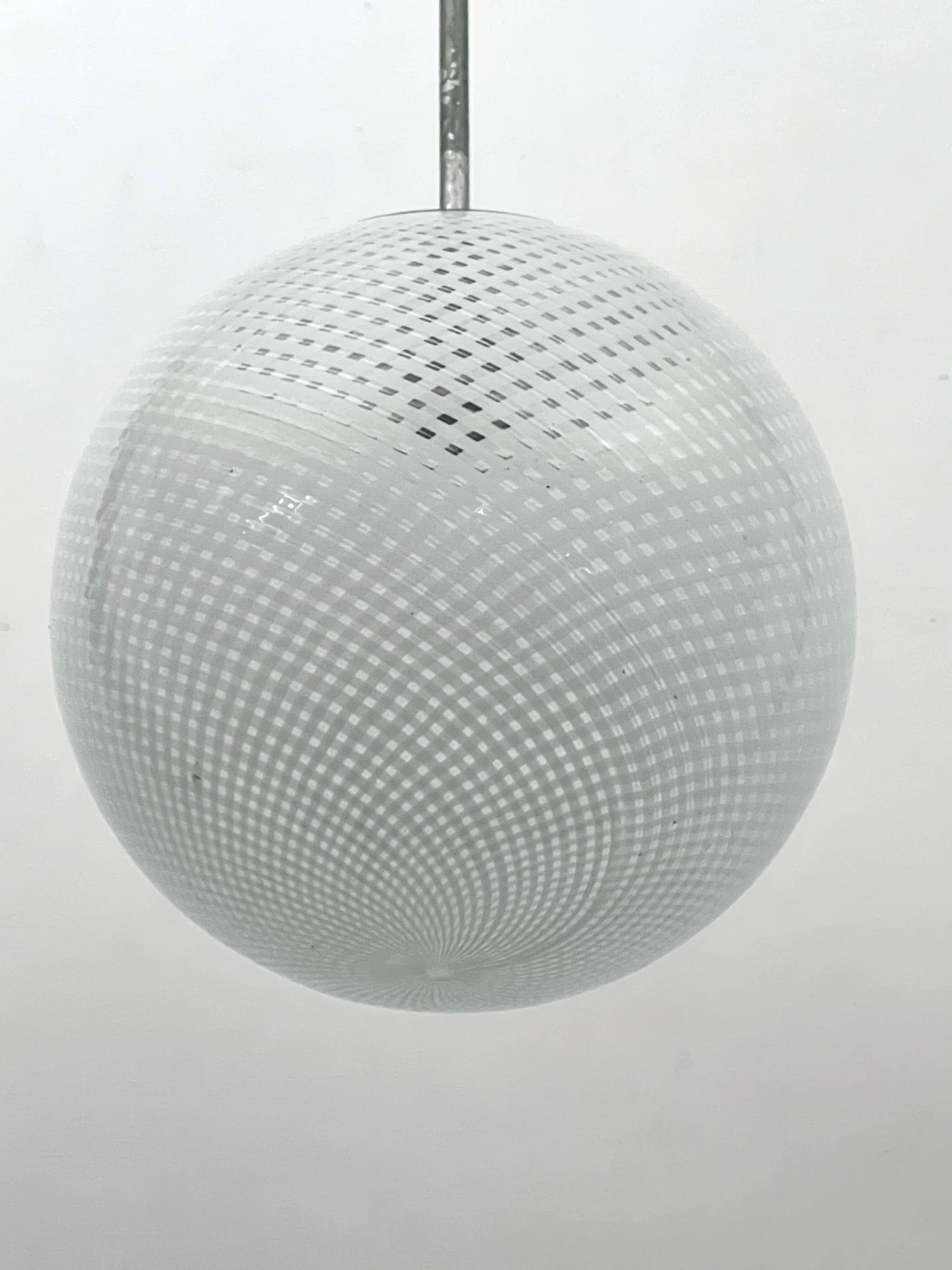 Mid-Century Venini Reticello sphere pendant. Italy 1950s