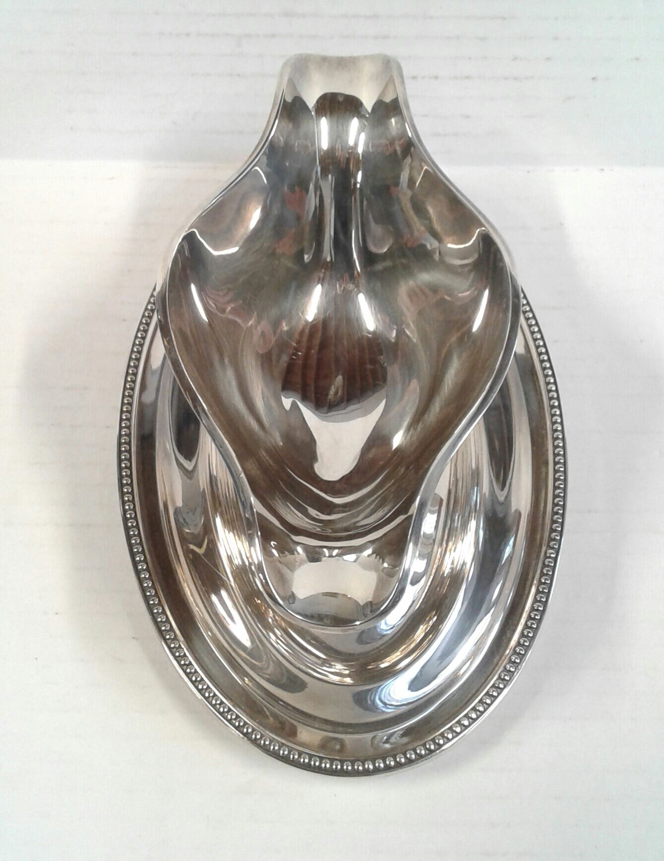 Saucière decoration pearls silver metal ercuis