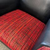 Set of 2 vintage black and red armchairs / armchairs / individual armchairs