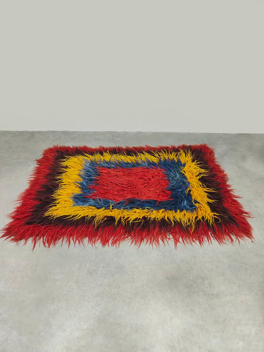 Tapis turc Tulu vintage 'Couleurs géométriques'