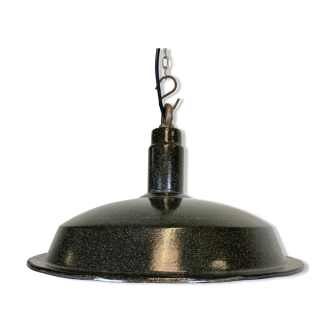 Vintage industrial dark grey enamel hanging light, 1950s
