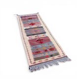 Moroccan kilim rug, handwoven Berber wool hallway rug.