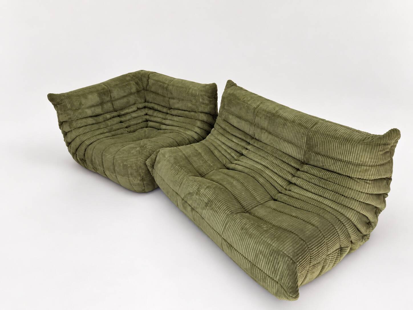 Michel Ducaroy for Ligne Roset Olive Togo 2-seat Sofa and corner seat, Set of 2
