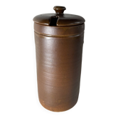 Pot de confiture/moutarde à couvercle en grès vintage