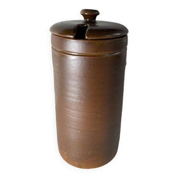 Pot de confiture/moutarde à couvercle en grès vintage