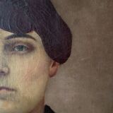 Antique painting, portrait, oil on canvas, bohemian country decor