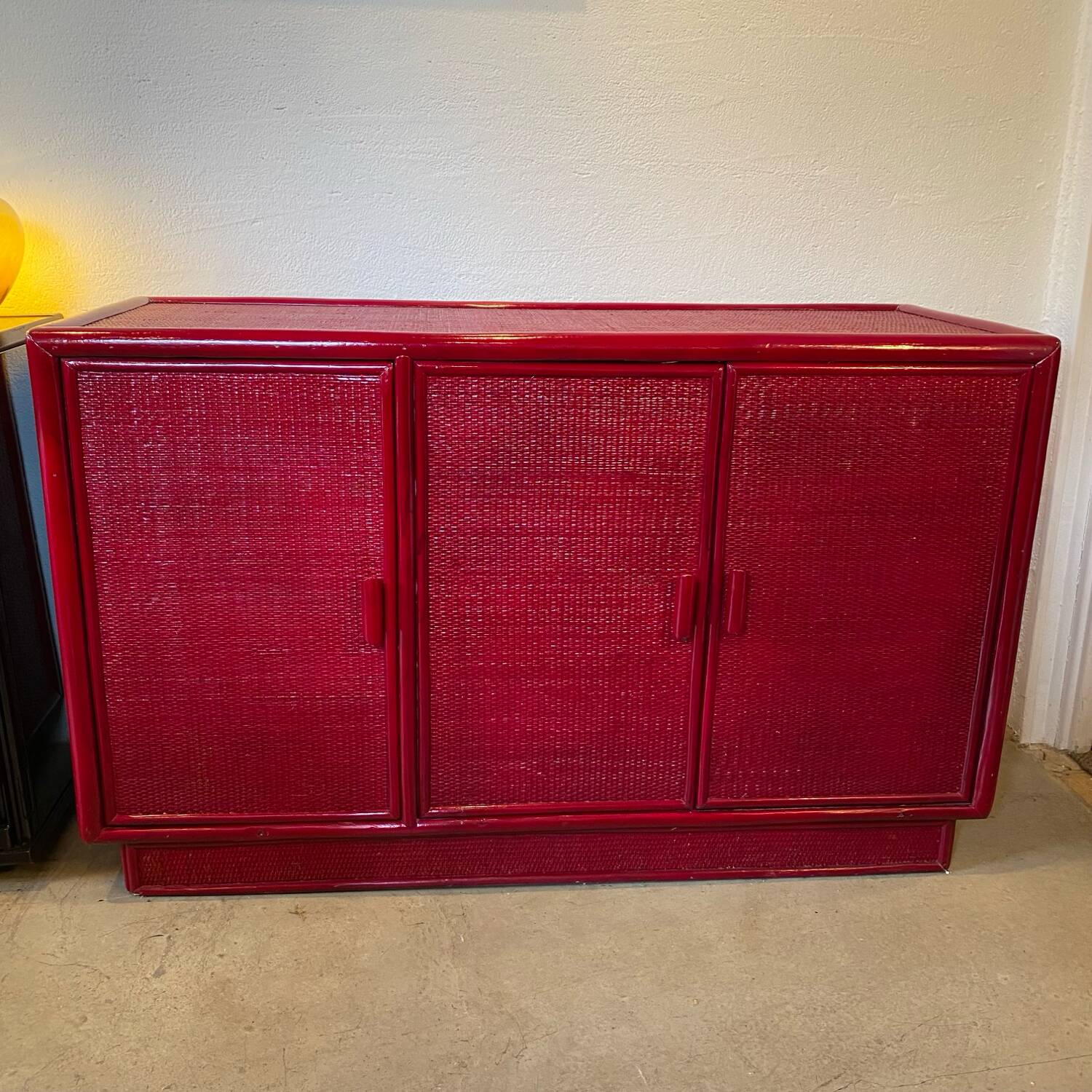 Buffet cannage et rotin laqué 70