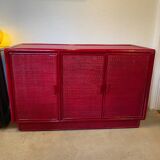 70s cane and lacquered rattan sideboard