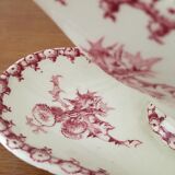Sauce boat in opaque porcelain by gien, model "thistles". old pink color.