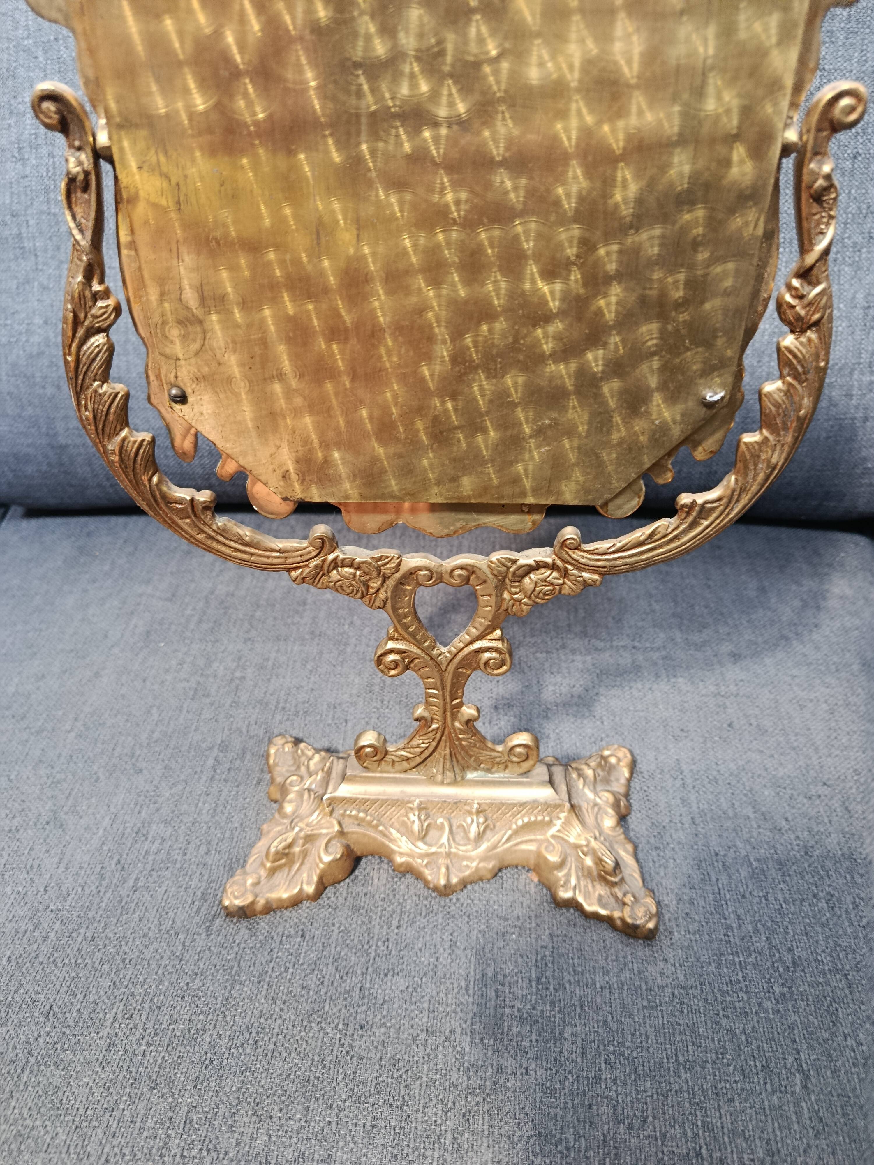 Tilting dressing table mirror, Napoleon III style, brass, mid-19th century.