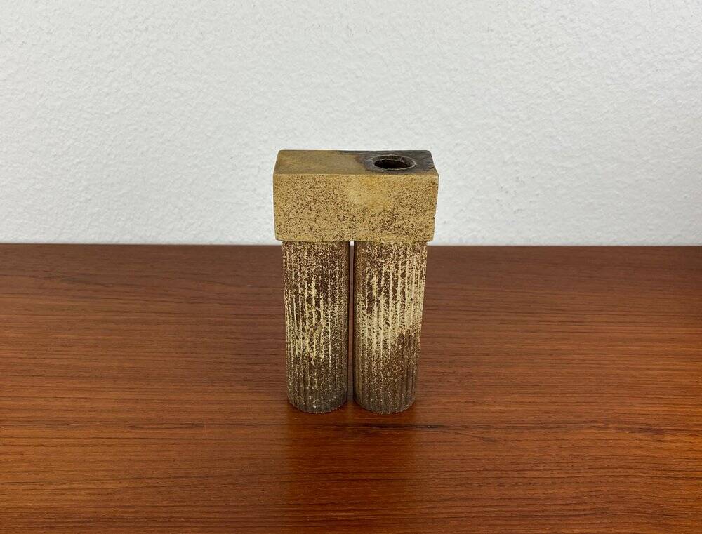 Klaus Lehmann, postmodern brutalist German pottery, sculpted column vase, 1981, ceramic