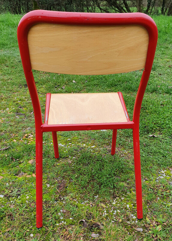 8 burgundy tube chairs with wooden seat
