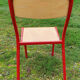 8 burgundy tube chairs with wooden seat