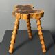 Midcentury brutalist artisanal wood turned handmade tripod stool, ca 1960s