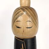 Kokeshi doll plum blossom by master Sato Suigai (Japan 1920 - ?)