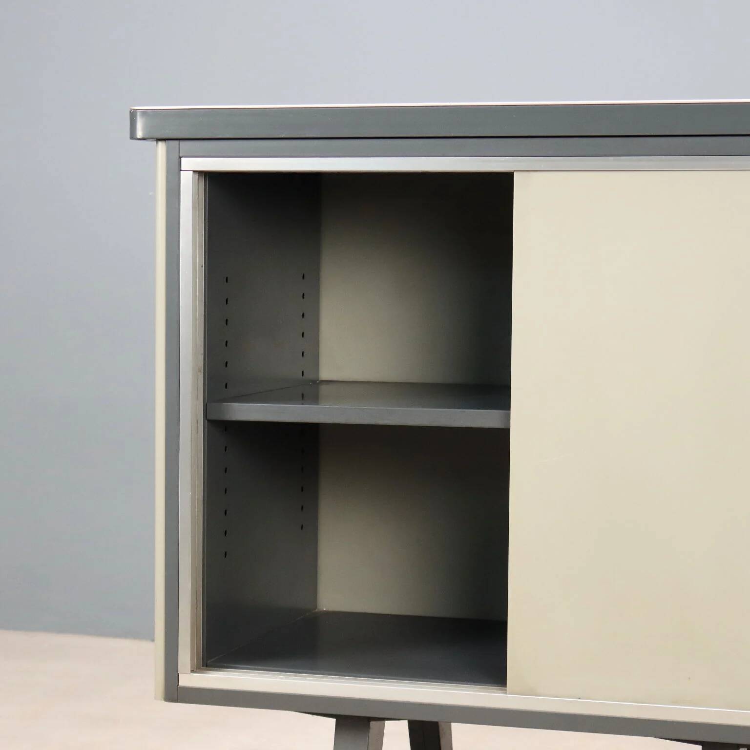 Vintage lacquered metal storage furniture, design, Italy, 1960s
