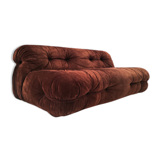 Mid-century modern 2 seater italian sofa in brown velvet