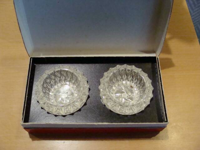 Vintage salt cellars in their box