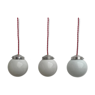 Lot 3 hanging lamps in opaline 13 cm