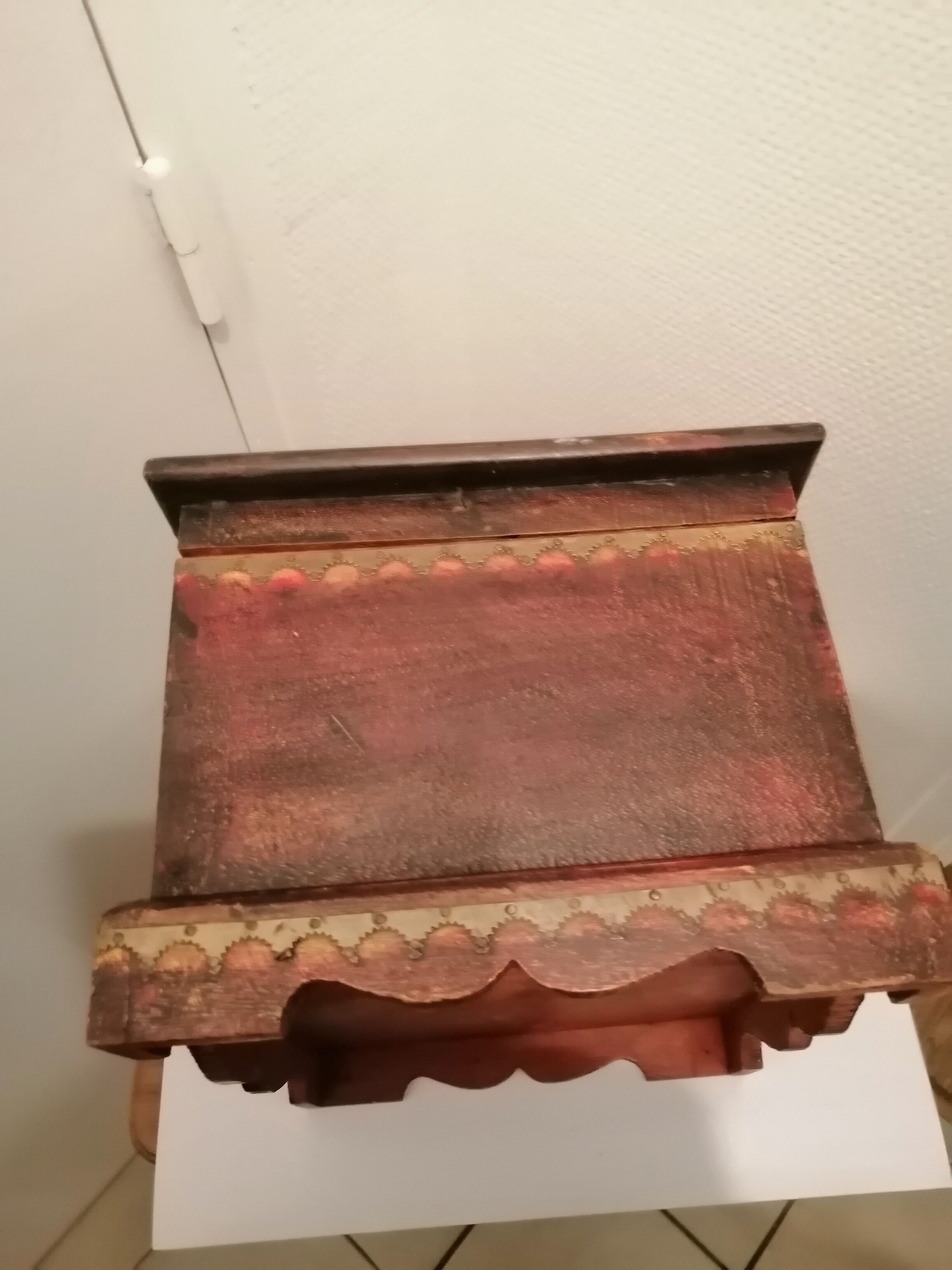 Vintage antique wooden and copper chest