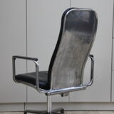 Swivel office chair in black leather - Frederick Scott for Hill - UK - 1970's