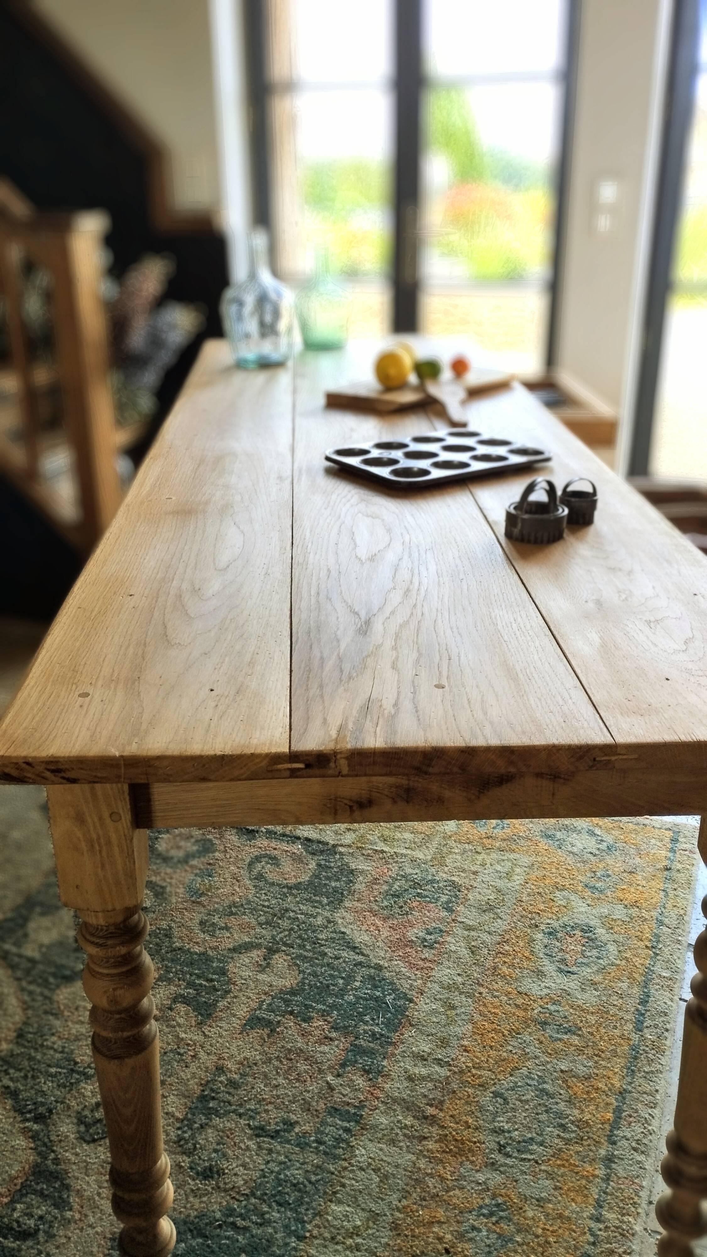 Elegant and refined 230 X 73 solid oak farmhouse table.