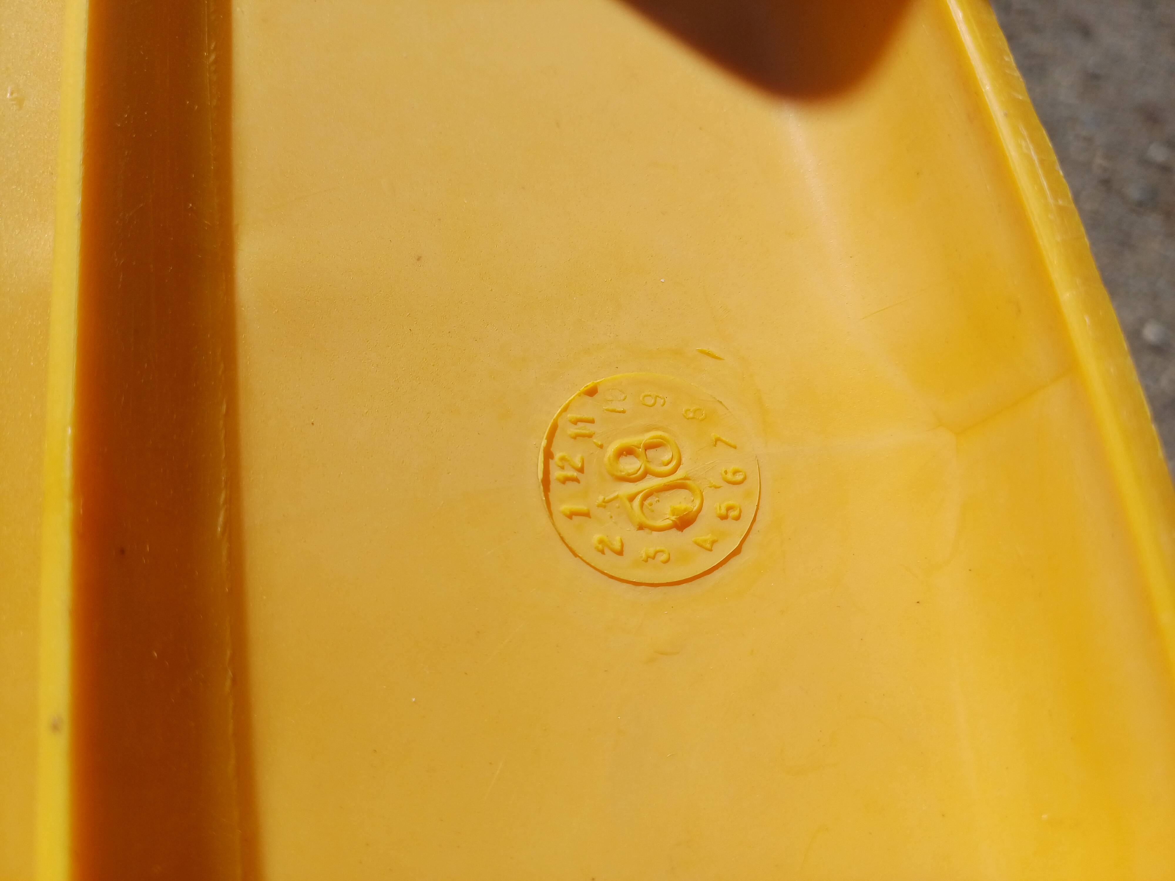 6 vintage iron and orange plastic garden chairs