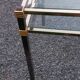 Golden and iridescent metal desk with a glass top from the 70s/80s.