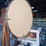 Vintage wrought iron round mirror