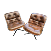 Paire de fauteuils Pollock en cuir pour Knoll