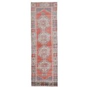 Vintage Turkish Oushak Handmade Wool Cotton Red Runner 85x277