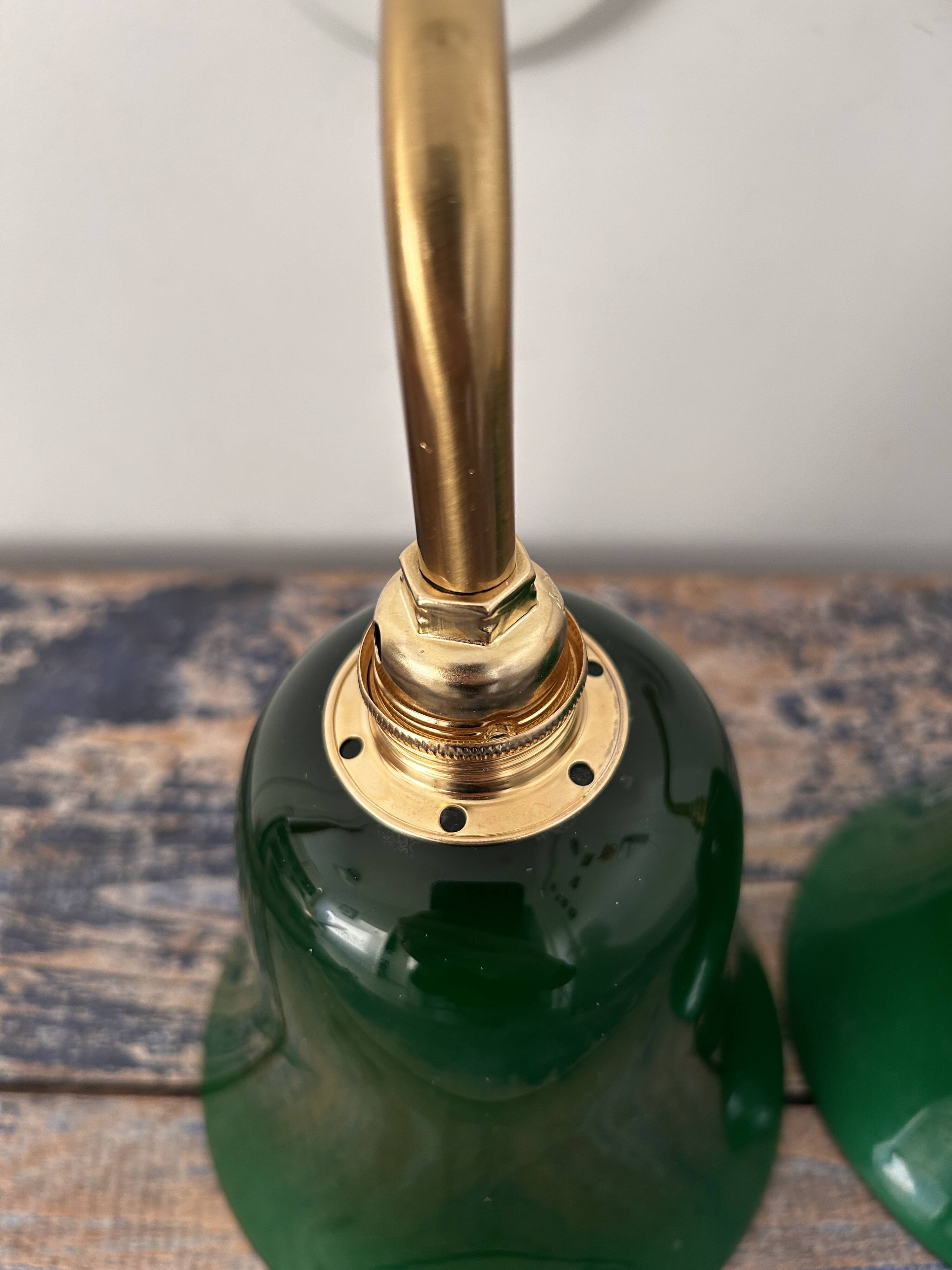 Pair of green opaline wall lights
