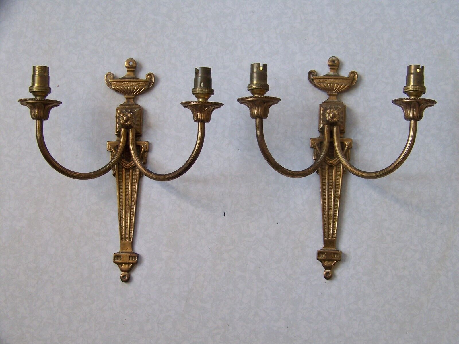 Pair french vintage empire style bronze double wall lights