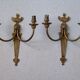 Pair french vintage empire style bronze double wall lights