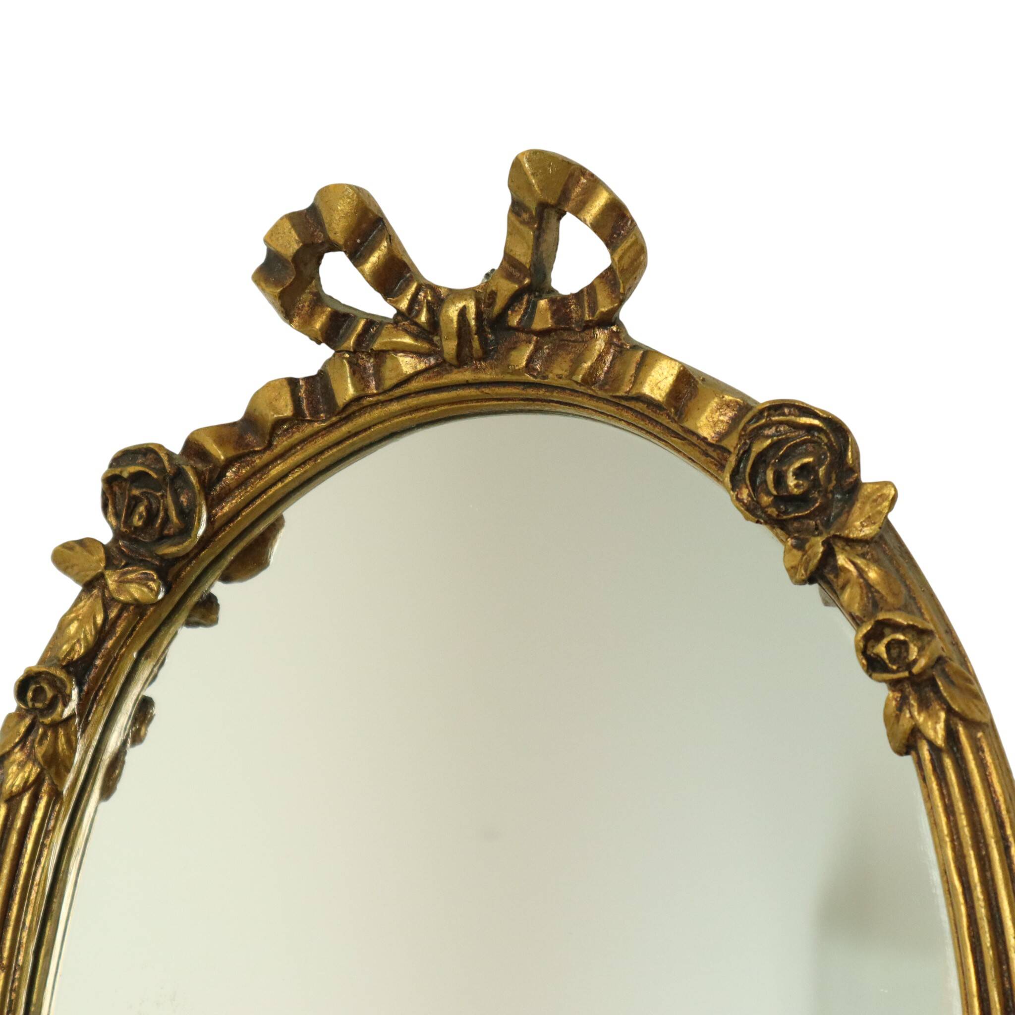 French Oval Mirror with Bow Roses Louis XVI Gold 45cm