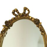 French Oval Mirror with Bow Roses Louis XVI Gold 45cm