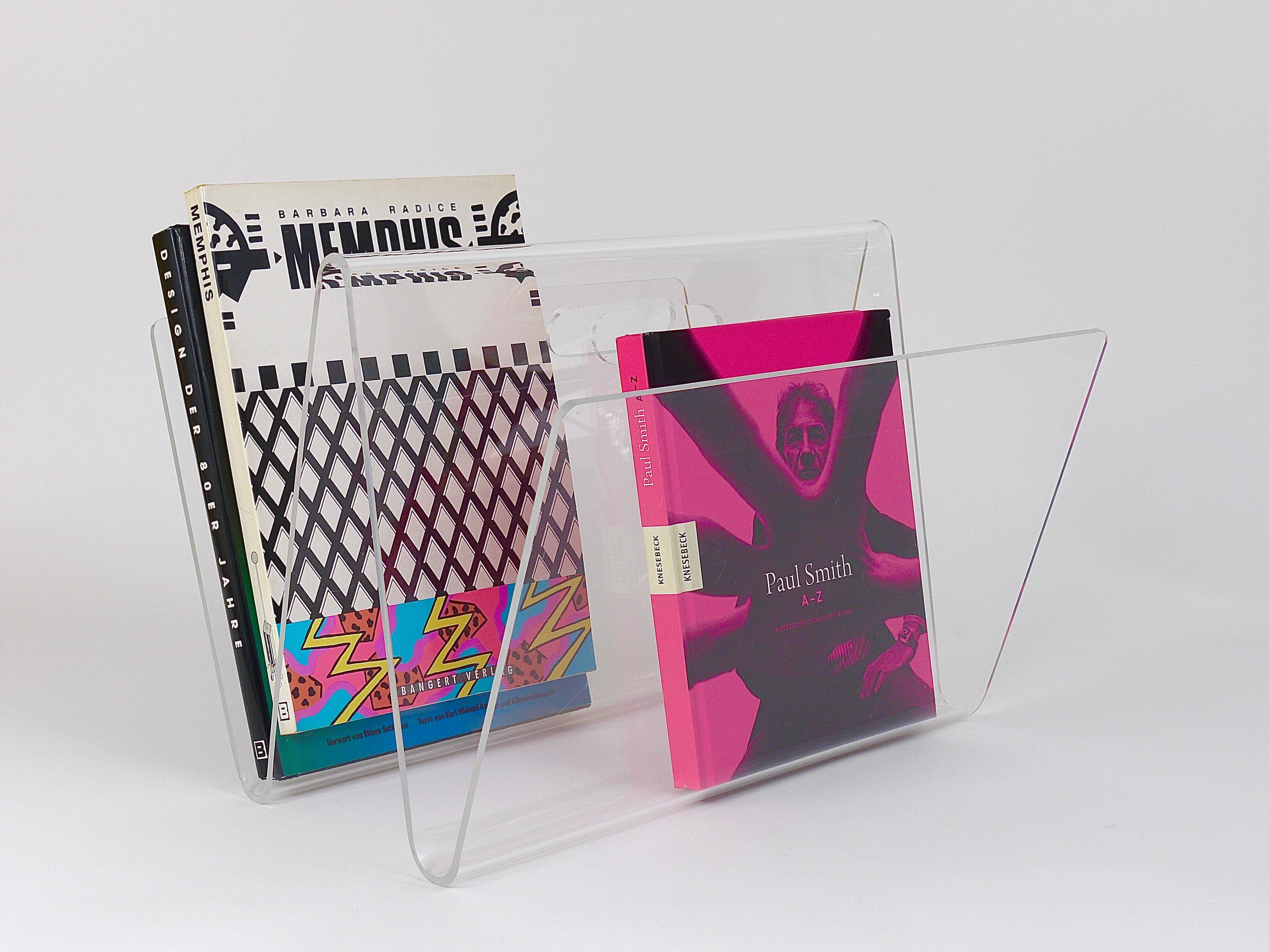 Postmodern Lucite ZigZag magazine rack, Italy, 1980s