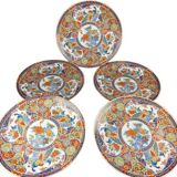 Set of 5 large Taous porcelain plates, Morocco, vintage