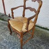 Provencal straw armchair in walnut